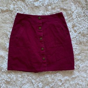 Wine button up skirt